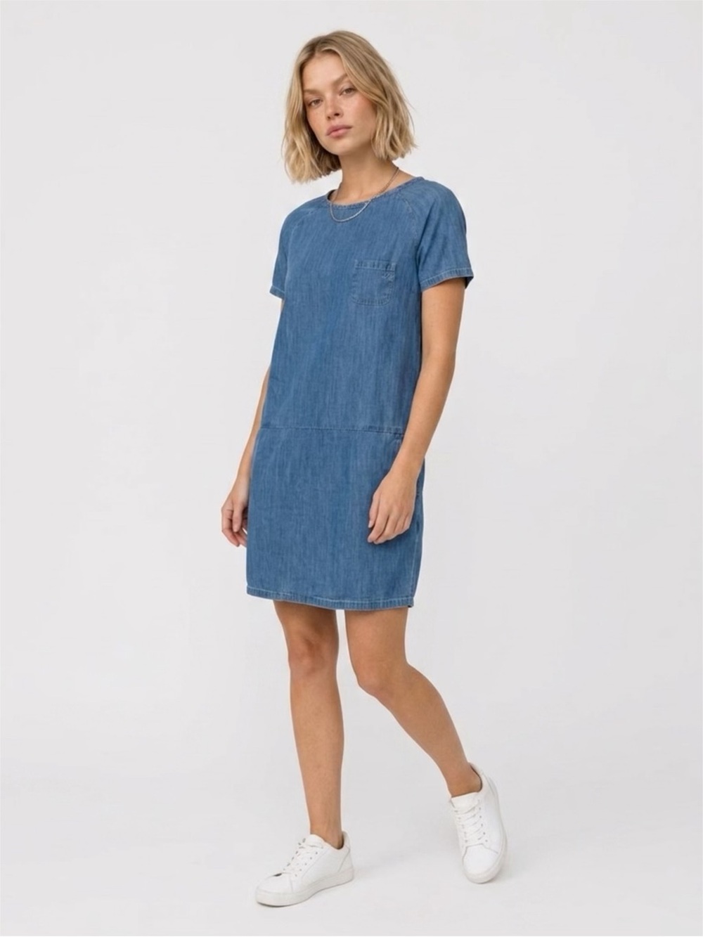 Mavi Indigo Short Sleeve Denim Shift Dress